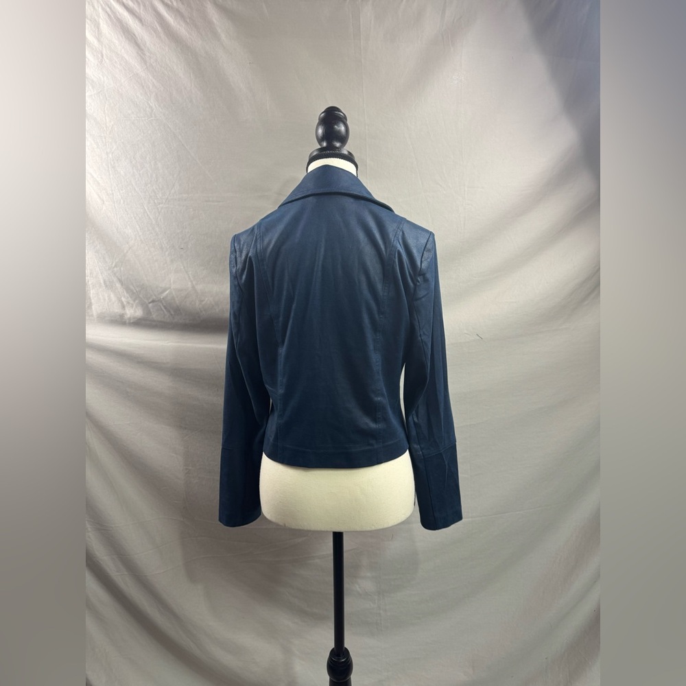 Joseph Ribkoff Studded Vegan Leather Jacket Blue - Picture 7 of 11